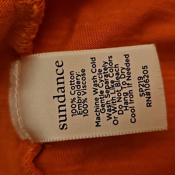 SUNDANCE Salmon Floral Embroidered Short Bell Sleeve Jersey Knit Top - Picture 10 of 10